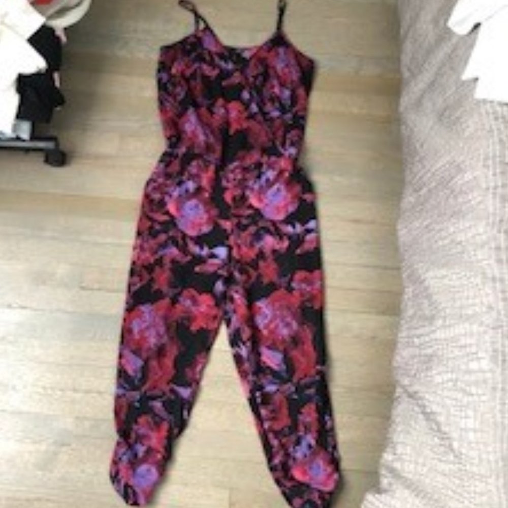 AQUA Floral Jumpsuit
